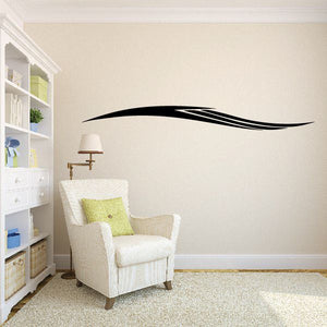 Vehicle pinstripe vinyl decal with black swoosh stripe