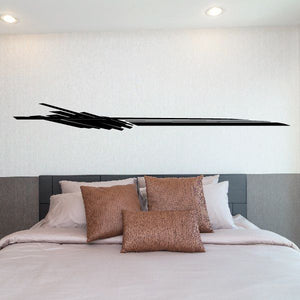 Black vehicle pinstripe vinyl decal with long swoosh and sharp arrow tip