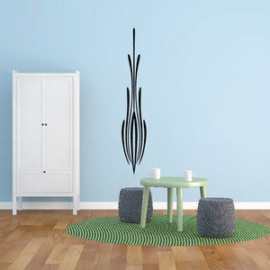 Black pinstripe flame-style vinyl decal for vehicle or wall, tall vertical design.