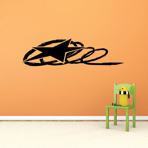Vehicle pinstripe vinyl decal: black racing car pinstripe graphic on wall.