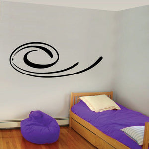 Black pinstripe swirl vinyl decal with curved oval flame design.