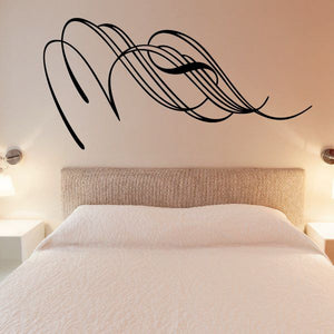 Black pinstripe vehicle vinyl decal with sweeping curved racing lines