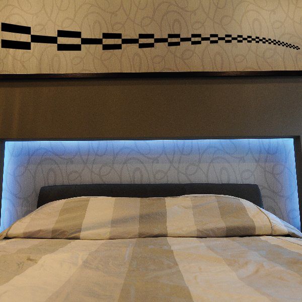 Black checkered pinstripe vinyl decal with curved stripe and small blocks