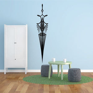 Vehicle pinstripe vinyl decal, tall black decorative spear with pinstripe lines