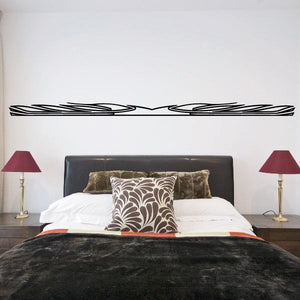 Vehicle pinstripe vinyl decal with black double-stripe bar graphic