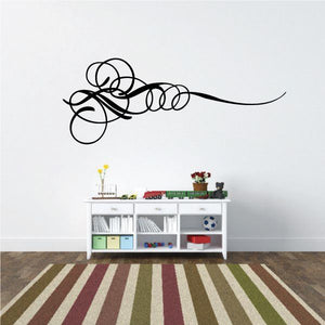 Vehicle pinstripe vinyl decal, black looping swirl line
