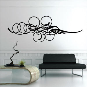 Black pinstripe vinyl decal with circular loops and sweeping line