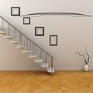 Vehicle pinstripe vinyl decal with a long swooping stripe for wall or window