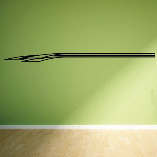 Vehicle pinstripe vinyl decal with long black racing stripe graphic