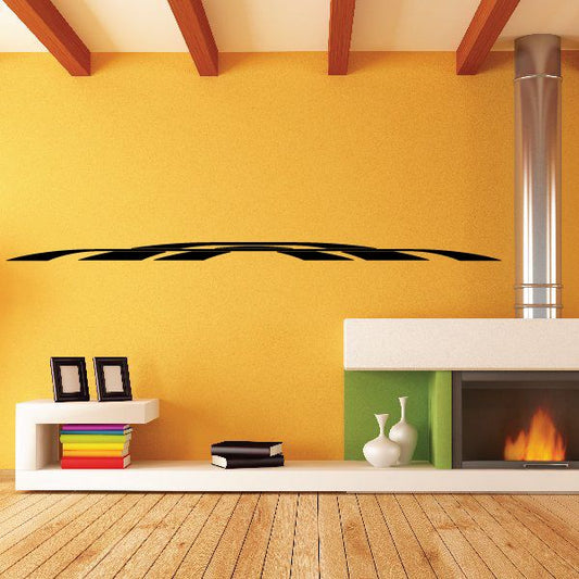 Black pinstripe vinyl decal with flame-style swooshes for vehicle or wall