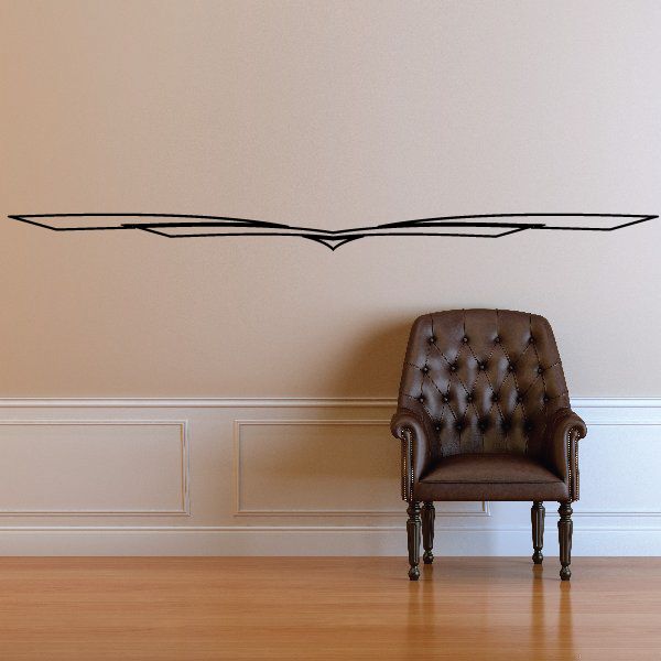 Vehicle pinstripe vinyl decal, black stylized wing with center V