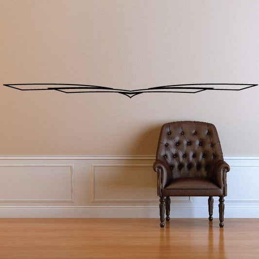 Vehicle pinstripe vinyl decal, black stylized wing with center V