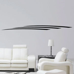 Vehicle pinstripe vinyl decal with black swoosh stripe, for car or wall
