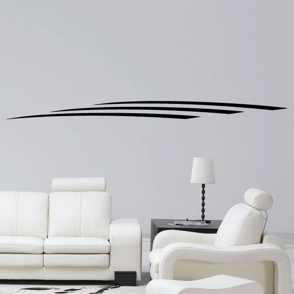 Vehicle pinstripe vinyl decal with black swoosh stripe, for car or wall