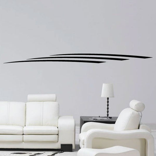 Vehicle pinstripe vinyl decal with black swoosh stripe, for car or wall