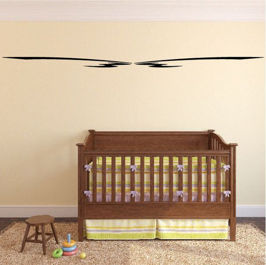 Vehicle pinstripe vinyl decal with black swoosh stripe line