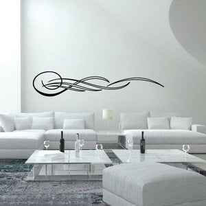 Vehicle pinstripe vinyl decal with black swirling line graphic