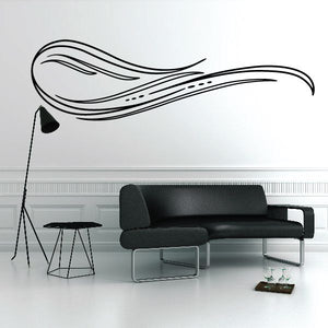 Vehicle pinstripe vinyl decal with sweeping wave pinstripe lines