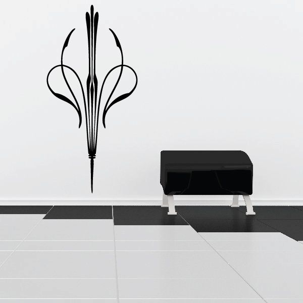 Black pinstripe fleur-de-lis vinyl decal for vehicle or wall