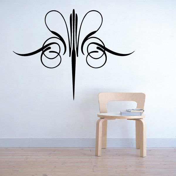 Vehicle pinstripe vinyl decal with black tribal butterfly design and center stripe