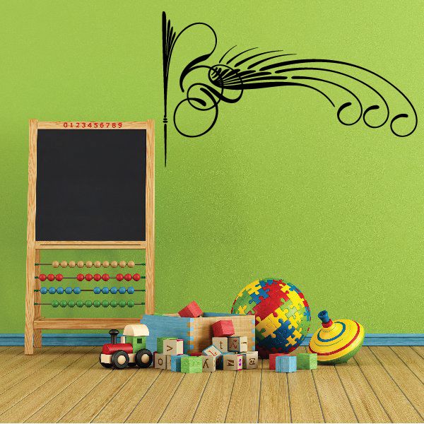 Black pinstripe car vinyl decal with swooping lines and wheel outlines