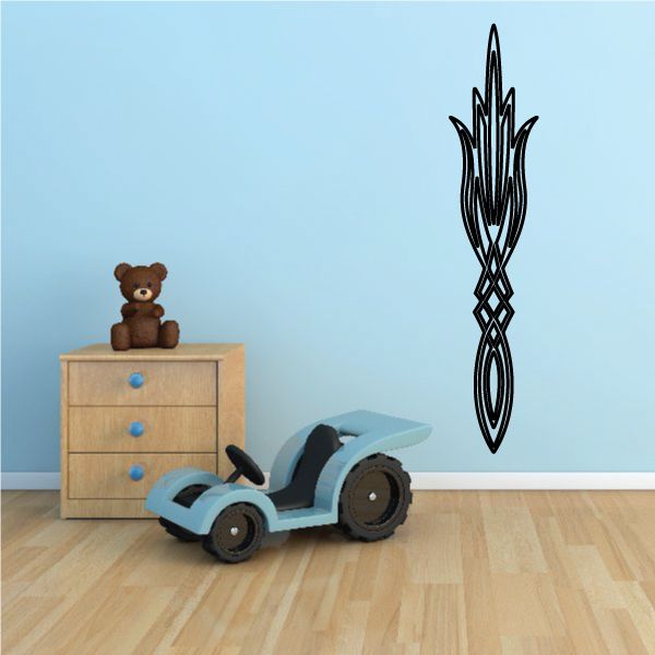 Flame pinstripe vinyl decal with black tribal diamond lines