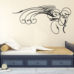 Vehicle pinstripe vinyl decal with black swirling scroll stripe design