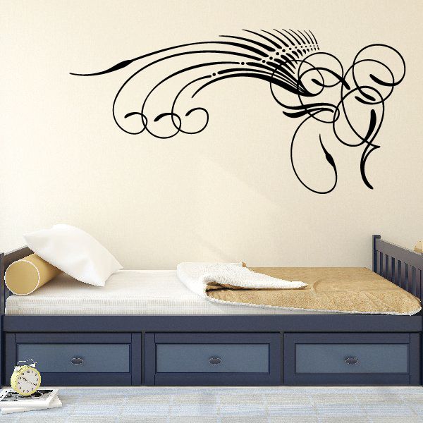 Vehicle pinstripe vinyl decal with black swirling scroll stripe design