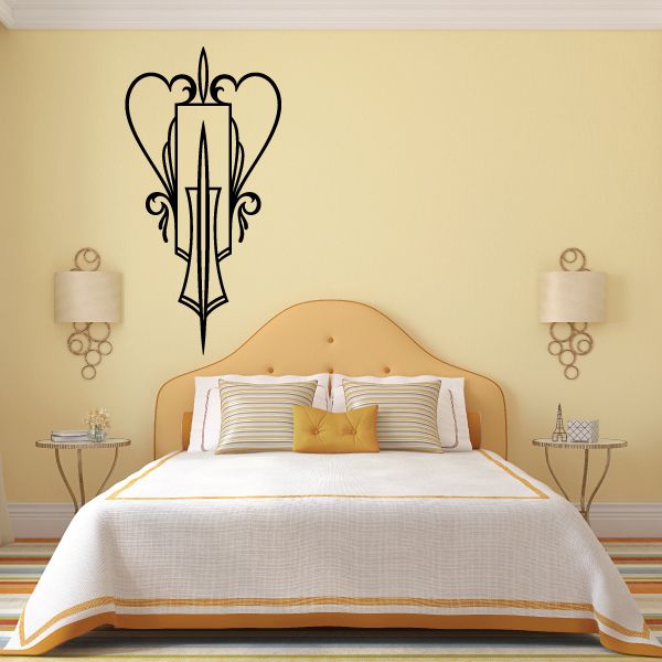 Trophy pinstripe vinyl wall decal, black with vertical stripe details