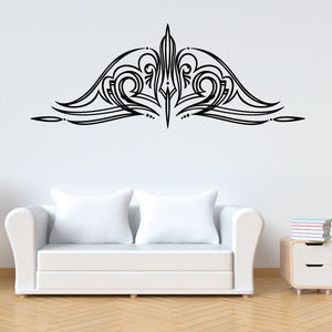 Black pinstripe vinyl decal with ornate tribal center spear design