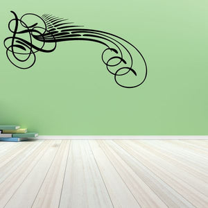 Vinyl pinstripe decal with looping swirl and circle accents, dark green