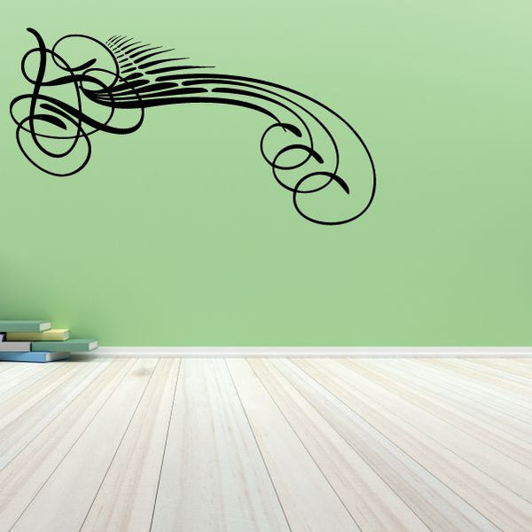 Vinyl pinstripe decal with looping swirl and circle accents, dark green
