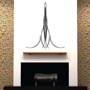 Vehicle pinstripe vinyl decal with black flame pinstripe graphic