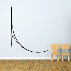 Black pinstripe vinyl decal with curved swoosh line