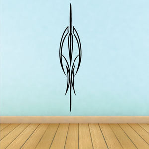 Black pinstripe vinyl decal with flame-like tribal design