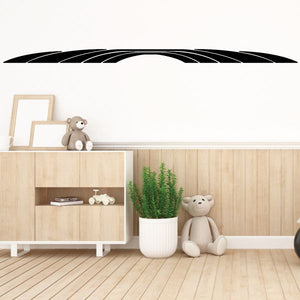 Vehicle pinstripe vinyl decal with curved black stripes