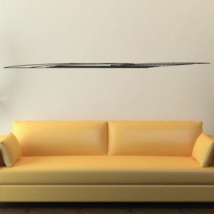 Pinstripe vinyl decal, thin dark horizontal stripe with subtle markings