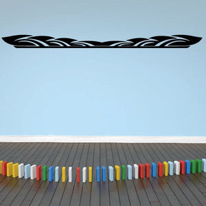 Black pinstripe vinyl decal strip with curved flame-like accents