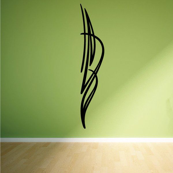 Black pinstripe vinyl car decal with swooping B-like stripe