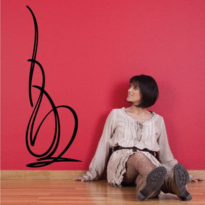 Black pinstripe vinyl decal with long swooping swirl and curved line