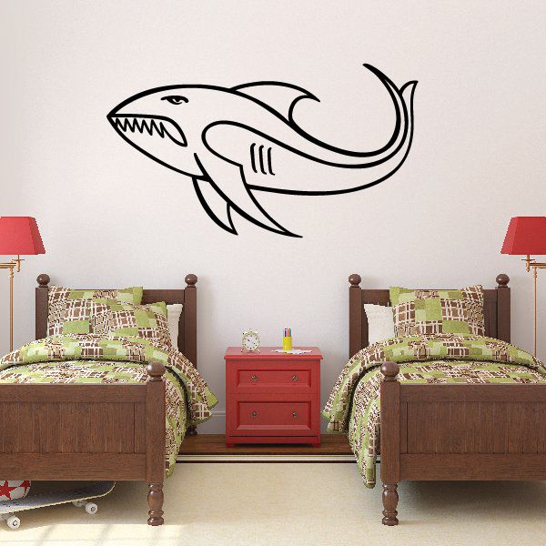 Shark pinstripe vinyl decal in black outline