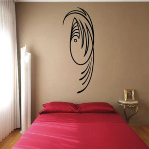 Black pinstripe vinyl decal with stylized fish-like outline and curved stripes