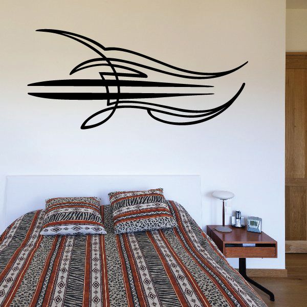Black pinstripe wing vinyl decal with outlined curves