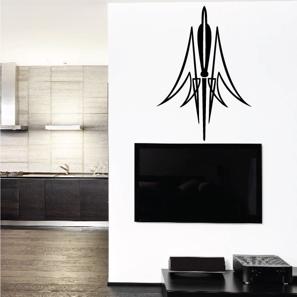 Black pinstripe vinyl decal with tall flame-like design