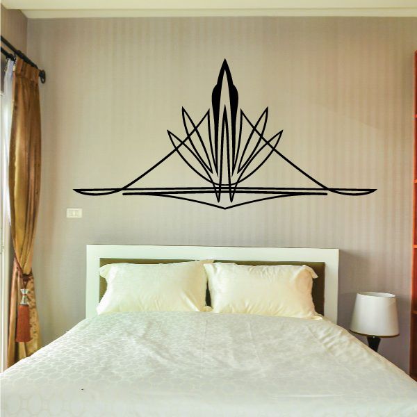 Black vehicle pinstripe vinyl wall decal with central emblem and radiating lines