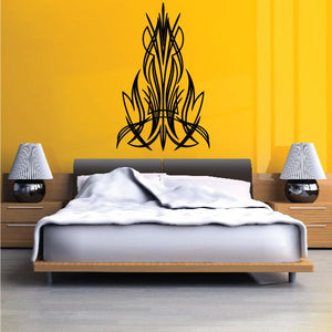 Vinyl pinstripe decal with black tribal flame graphic