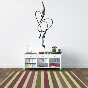 Black vinyl pinstripe-style flourish wall decal