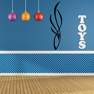 Flame-style pinstripe vinyl decal with TOYS lettering