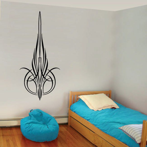 Black flame fleur-de-lis pinstripe vinyl wall decal