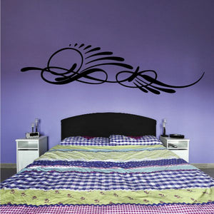 Black pinstripe vehicle wall decal with flame and swirls